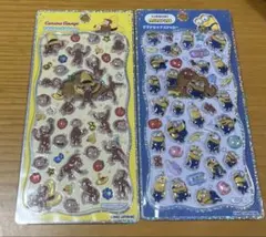 おさるのジョージ・ミニオン　プチドロップステッカー2点セット　カミオジャパン