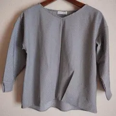 グリーンレーベルリラクシング 美品 シアサッカー ストライプ Vネック ブラウス