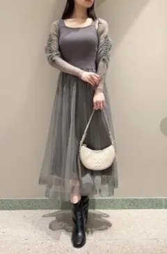 新品♡SNIDEL シャーリングボレロニットワンピース