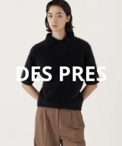 DES PRES フォックスカシミヤ ポロカラープルオーバー 黒23AW
