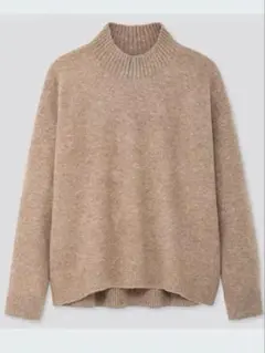 ユニクロ スフレヤーンモックネックセーター S ベージュ