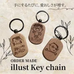 【世界にひとつだけ】お子様の絵を木製キーホルダーに／プレゼント・記念・名入れ対応