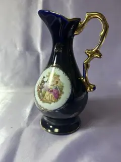 【美品】フランス製 リモージュ LIMOGES コバルトブルー ピッチャー 花瓶のサムネイル