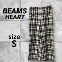 美品BEAMS HEART ビームスハート チェック柄ワイドパンツ　レディースS