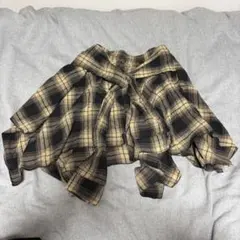 チェックスカート ミニ丈 ベージュ 巻きスカート