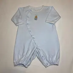 美品 familiar ファミリア ロンパース ストラップ 刺繍 50-60