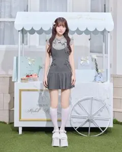 michellMacaronチェックリボンシャツジャンスカセット グレー - メルカリ