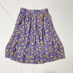 ヴィンテージ 小花柄 スカート フレア 膝丈 日本製 総柄 昭和レトロ