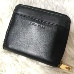 【未使用級】COLE HAAN ブラック 二つ折り財布 レザー ラウンドジップのサムネイル