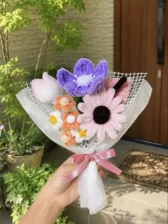 枯れない花 モールフラワー 花束 ギフト チューリップ ガーベラ - メルカリ