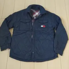 TOMMY JEANS　ネイビー　チェック　リバーシブル　ダウンジャケット　S