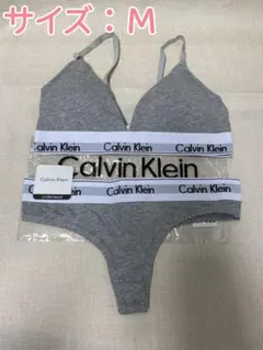 カルバンクライン ブラ＆ショーツ Tバック 上下セット グレー Mサイズ k1