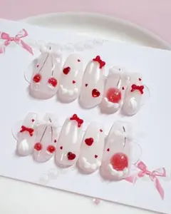 【現品】ネイルチップ　さくらんぼ　チェリー　ホイップ ワンホン　ガーリーのサムネイル