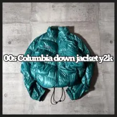 00s Columbia 短丈 ダウンジャケット 光沢 ドローコード y2k 緑