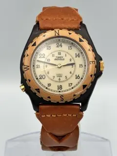 TIMEX INDIGLO クォーツ 腕時計 編み込みレザーベルト　不動のサムネイル