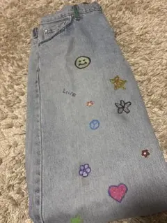 Levi's ストレートデニムライトブルー(リメイクペイント)