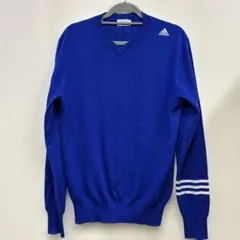 adidas アディダス ゴルフ ブルー Vネック薄手 セーター L