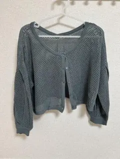 archives クロップド丈メッシュ編みカーディガン