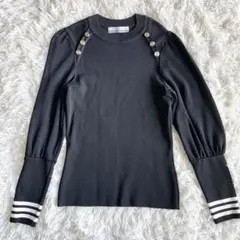 極美品✨ボーダーズアットバルコニー　ニット　トップス　金ボタン 36 黒