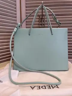 MEDEA レザー スクエアショッパーバッグ 2way グリーン美品 トート