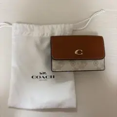 ‼️美品‼️COACH 三つ折り財布 ブラウン/ホワイト