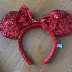 ディズニー　カチューシャ　スパンコール　ミニーちゃん　赤