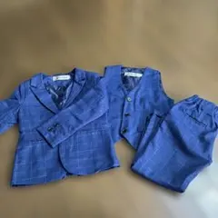 ネイビー チェック柄 スーツ 3点セット