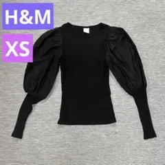 【H&M 】長袖　ブラック バルーンスリーブ 異素材　トップス