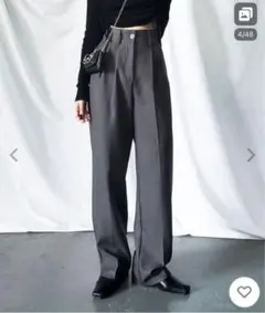 グレー ハイウエストスラックス