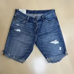 アバクロ デニムハーフパンツ ダメージ加工 美品 メンズ