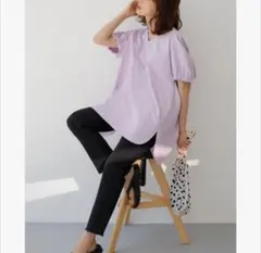23区　ニジュウサンク　エディターズチュニックTシャツ　ラベンダー　38のサムネイル