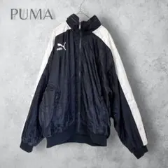【PUMA プーマ】　ナイロンジャケット　刺繍　フード付き　前面ラインデザイン