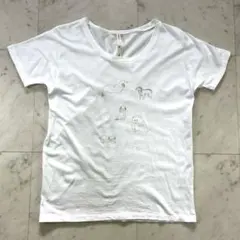 fig London 犬イラスト ホワイトTシャツ　半袖　日本製のサムネイル