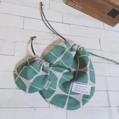 親子しじみ巾着　まんまるころりん2個セット　ハンドメイド　ナチュラル