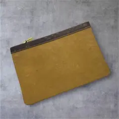 美品 ロエベ マルチポーチ キャメル レザー スエード アナグラムのサムネイル