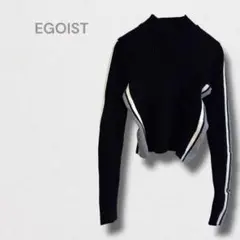 エゴイスト リブニット セーター タイト トップス 長袖 ショート丈 モード系