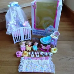 リカちゃん みつごのあかちゃんベビーベッド、小物セット（箱ごと発送）