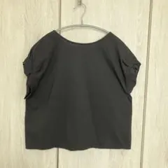 シンプル黒ドロップショルダー半袖Tシャツ