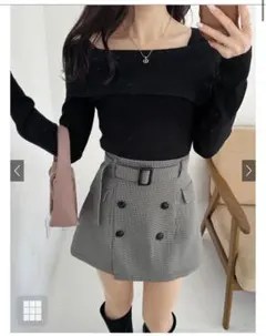 アシンメトリーオフショルニットトップス[ru1060] ブラック