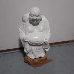 布袋様置物、台座付き白
