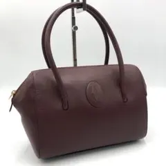 極美品 カルティエ マストライン ハンドバッグ ミニボストン レザー ボルドー