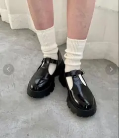 Tストラップボリュームソールシューズ　179615 Heather ローファー