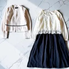 【極美品】セレモニー セットアップ ワンピース ノーカラー 大きいサイズ　XXL