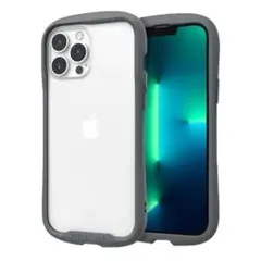iPhone13 14 ケース グレー iFace風 背面クリア 格安