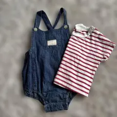 petit main デニムオーバーオール Tシャツ 80