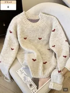 新品★未開封★シーイン★ハート柄セーター