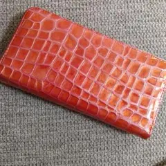 FRECCIA ITALY サーモンピンク クロコダイル風 長財布