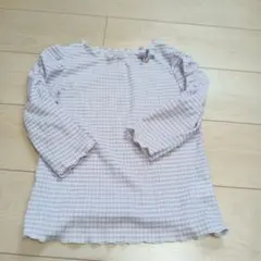 any FAM 長袖カットソー 紫のチェック柄 フリル付き 130cm