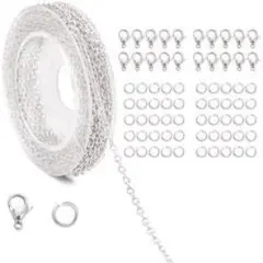 シルバー金属製チェーンと付属品セット