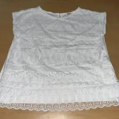 GLACIER ホワイト 半袖 レースシャツ L